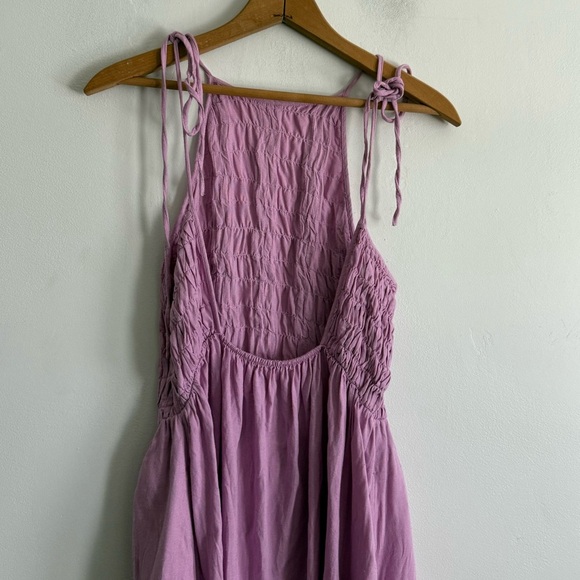 Free People Fp Beach Free-Est Gitana  Maxi Dress Linen Pleated Billowy Smocked - Picture 7 of 10